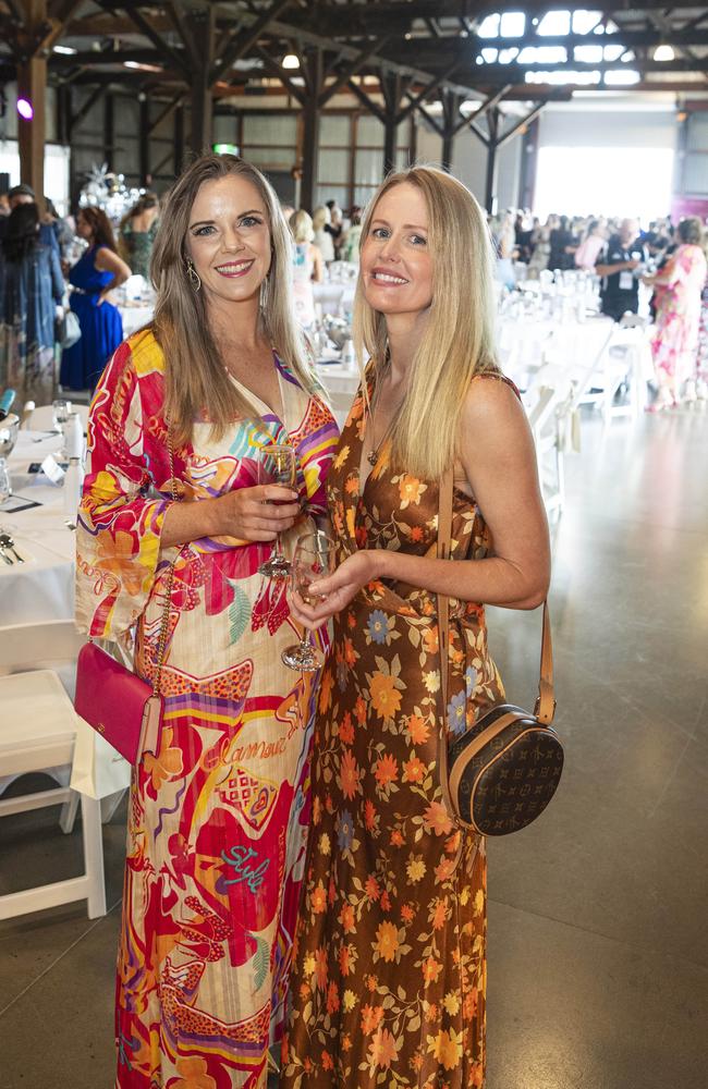 Erika Missingham (left) and Nat Miller at the Ladies Diamond Luncheon hosted by Toowoomba Hospital Foundation at The Goods Shed, Friday, October 11, 2024. Picture: Kevin Farmer