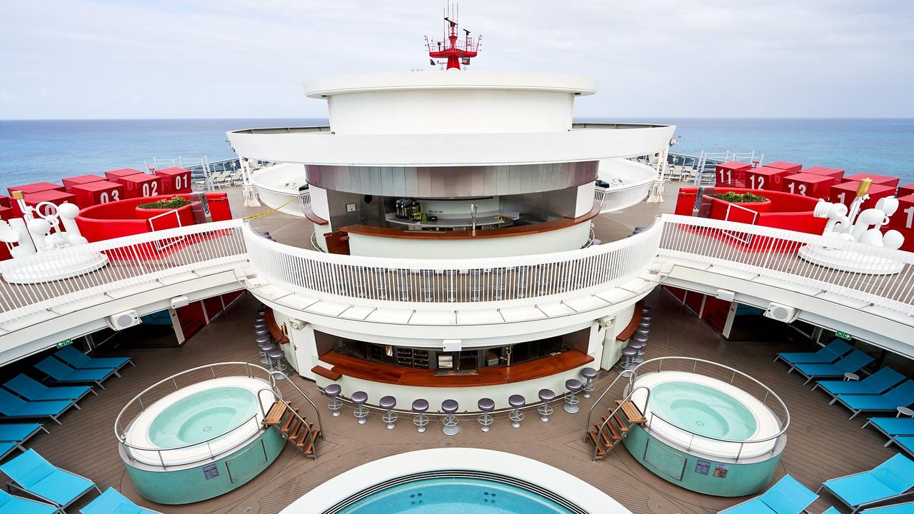 The ship has a tattoo parlour, catamaran net and highest running track at sea. Picture: Virgin Voyages