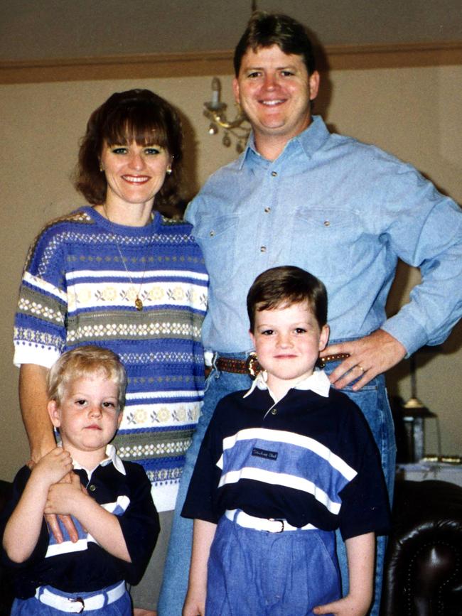 A family photo of Detective Sergeant Geoff Bowen with Jane and sons Matthew and Simon.