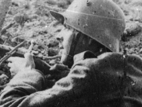 DO NOT ARCHIVE... FILE PHOTO: Today marks the centenary of the outbreak of World War I, when Austria-Hungary declared war on Serbia, beginning a conflict that would claim over 16 million lives. A German rifleman beside the corpse of a French soldier in a trench at Fort Vaux, France. (Photo by Hulton Archive/Getty Images) Picture: Images Getty