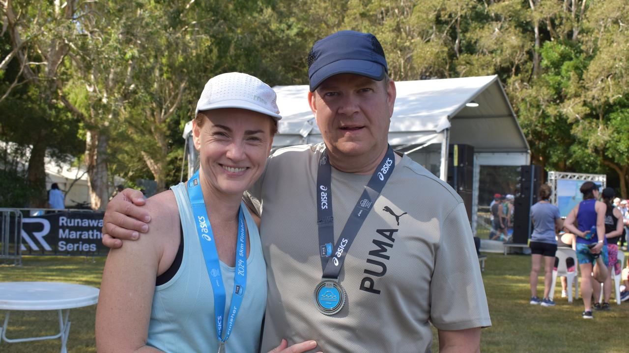 Lisa Herron and Phil Keogan at the Noosa Marathon 2024.