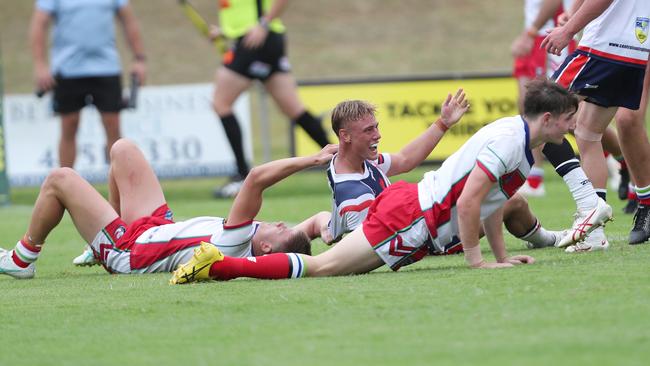 Sean Bullens scores a try for the Central Coast Roosters vs Monaro Colts in round one of the Laurie Daley Cup. Picture: Sue Graham