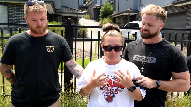 Natalie Gordon, her partner Hayden Cook, and housemate Tristen spoke about the murder of Ash Gordon at his Doncaster home in January. Picture: Andrew Henshaw