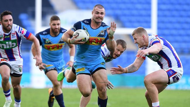 Keegan Hipgrave against the Knights last year. Picture: AAP Image