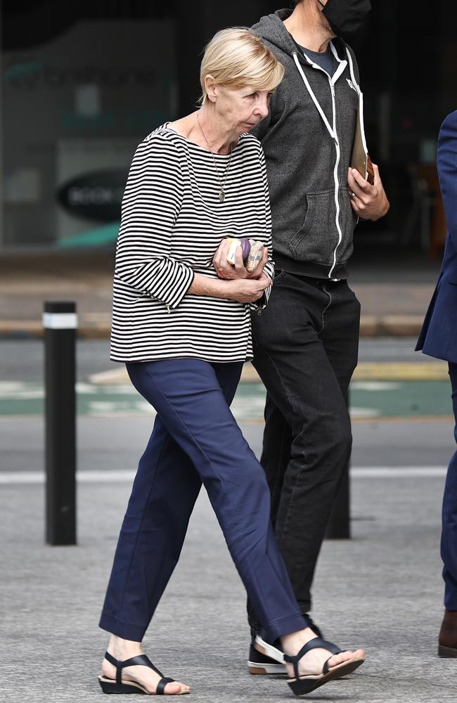 Suburban car dealer accountant Sandra Balfour (left) arriving at Brisbane Supreme and Districts Courts ahead of being sentencing for fraud of at least $100,000. Picture: Tara Croser.