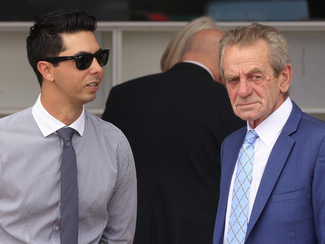SYDNEY, AUSTRALIA - DECEMBER 05: Trainers Gerald Ryan and Sterling Alexiou (L) look on after winning race 2 with Ellsberg during Sydney Racing at Rosehill Gardens on December 05, 2020 in Sydney, Australia. (Photo by Mark Evans/Getty Images)