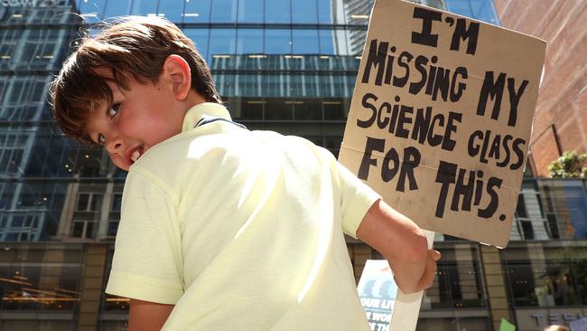 Students gather to demand the government take action on climate change at Martin Place last November in Sydney. Picture: Getty Images