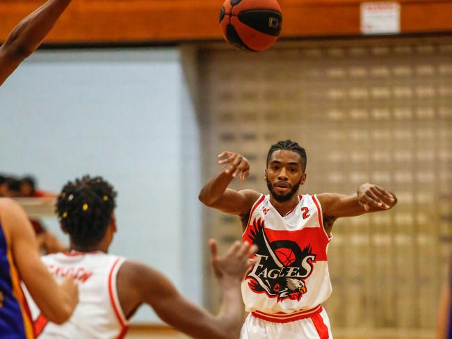 Eagles’ Chris Elder stole the show in the fourth quarter against Tracy Village. Picture: Glenn Campbell