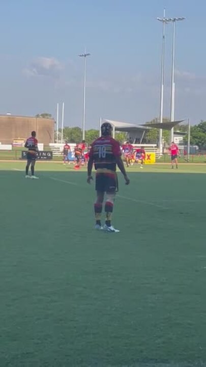 Saunaka score a try in the second half during their grand final clash with Tabadamu at the 35th Hottest 7s.