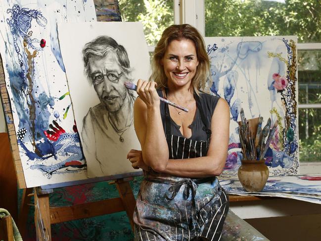 Artist Dee Smart  in her studio. Dee has a new entry in this year's  Archibald prize. Picture: John Appleyard