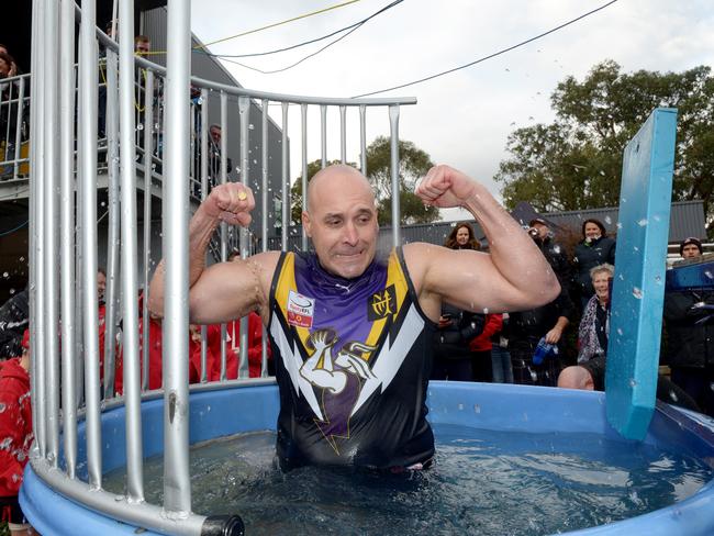Norwood president Mark Etherington gives it the ‘double cobra’. Picture: Steve Tanner