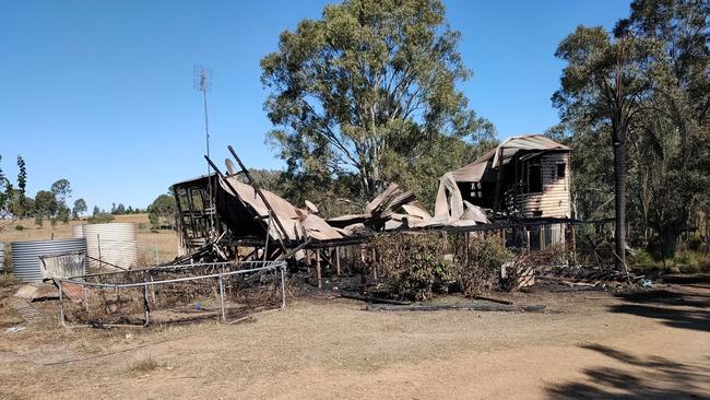 Photo showing the devastating fire at Runnymede, near Kingaroy, June 1, 2022.