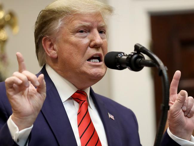 WASHINGTON, DC - OCTOBER 09:  U.S. President Donald Trump responds to a question from a reporter at an event for the signing of two executive orders aimed at greater governmental transparency at the White House October 9, 2019 in Washington, DC. Trump answered questions on the pending impeachment inquiry and the Turkish offensive into northern Syria following the signing of the executive orders. (Photo by Win McNamee/Getty Images)