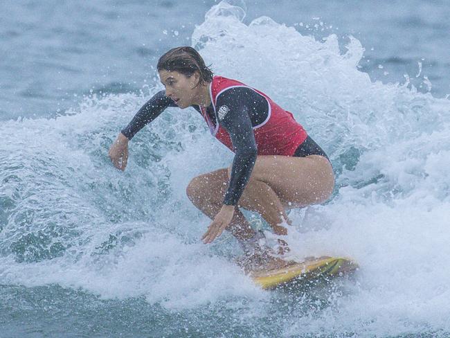 Early Saturday heats of The Burleigh Heads Boardriders Single Fin Festival. Picture: Glenn Campbell