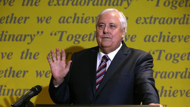 Clive Palmer holds a press conference at the Hyatt Hotel in Canberra today. Picture Kym Smith