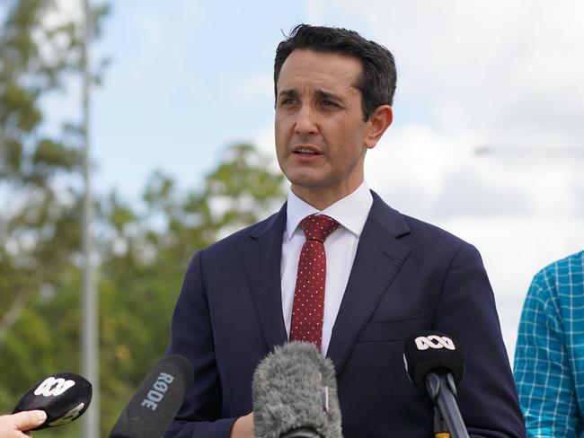 Queensland Premier David Crisafulli speaking in Maryborough on Thursday.