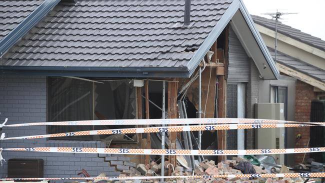 The driver of the vehicle reportedly wiped out a neighbour’s fence before crashing into the Hampton Park home. Picture: NewsWire/ David Crosling