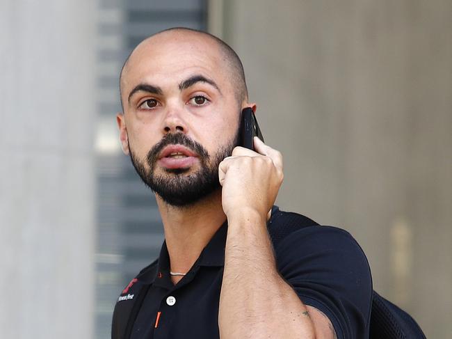 Witness Jordan Naylor leaves the Brisbane Supreme court after giving evidence. Picture: NCA NewsWire/Tertius Pickard