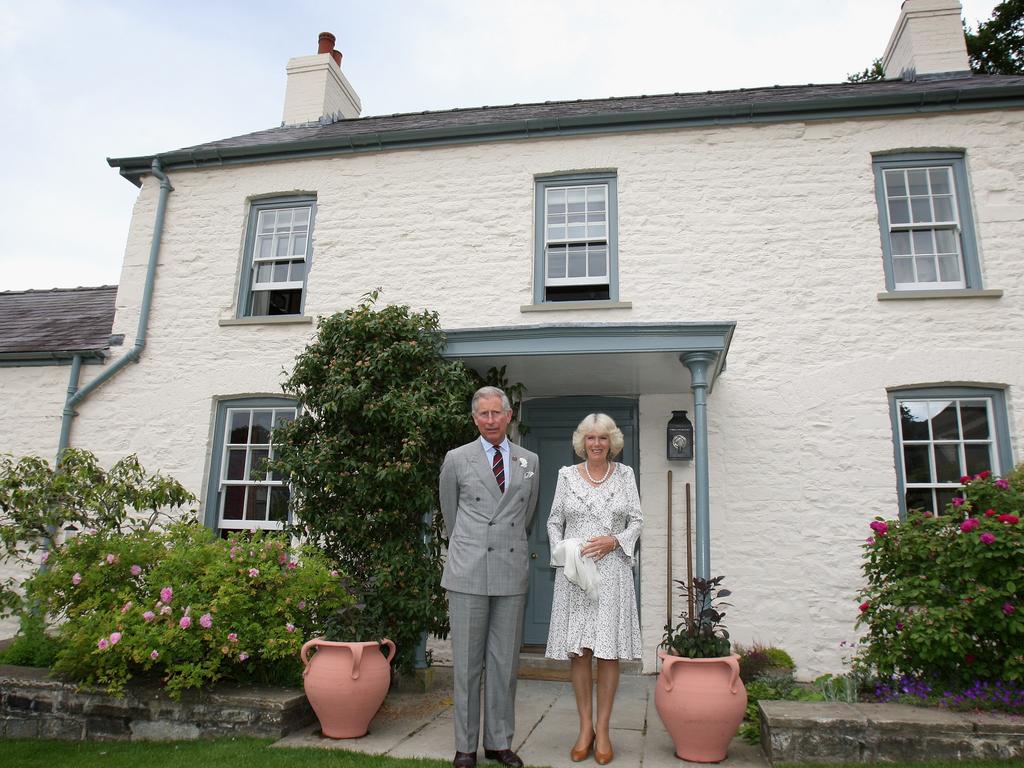 Queen Camilla and King Charles outside their Welsh property Llwynywermod in Llandovery, United Kingdom. Picture: Getty