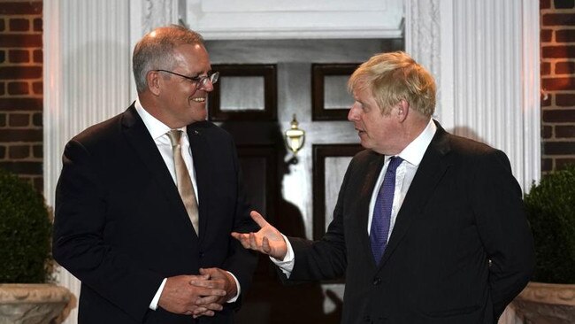 Scott Morrison meets with Boris Johnson for discussions involving AUKUS.