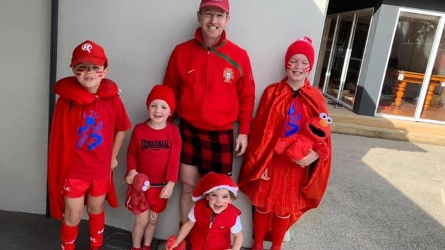 The McGaw family gets behind St John Vianney's sports dress up day