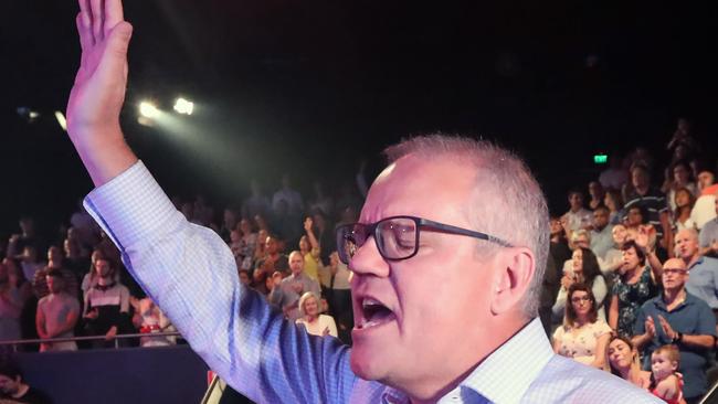 NEWS2019ELECTION 21/4/2019. DAY11/Job1The Prime Minister Scott Morrison with his wife Jenny on Easter Sunday at the Horizon Church (Hillsong) in Sutherland. Picture Gary Ramage