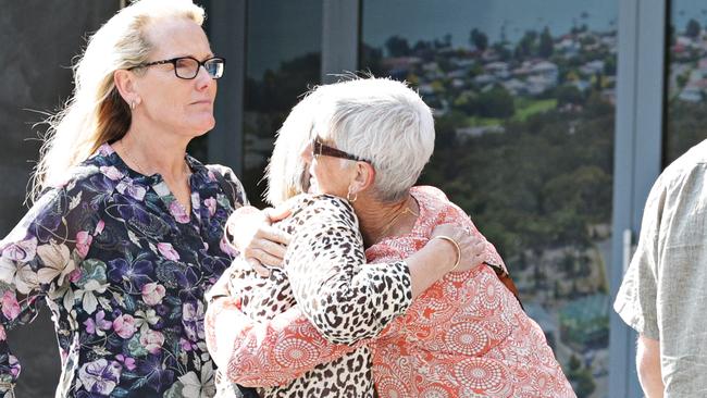 Friends and families of the victims arrive at Newcastle Court for the sentencing of Brett Button, the driver behind the wheel of a wedding bus when it crashed in NSW’s Hunter Valley killing 10 people and injuring 25 more. Picture: NewsWire/ Adam Yip