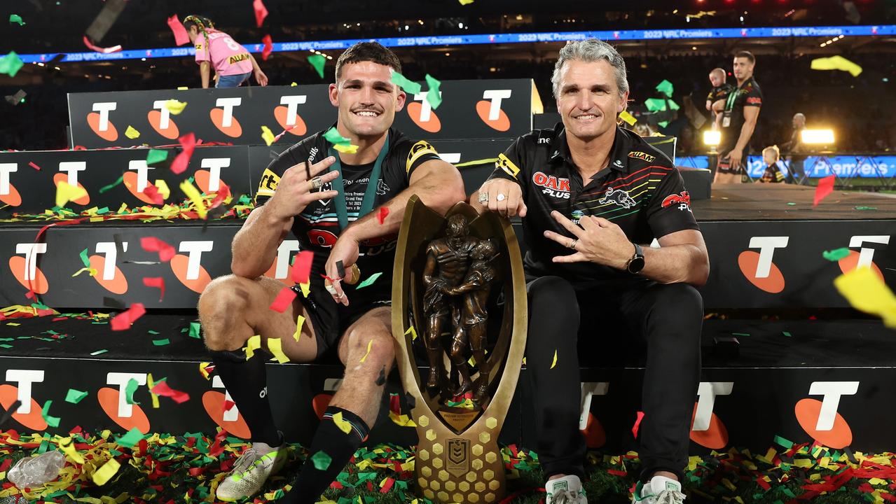 Cleary and his father and coach Ivan celebrate a special moment. Picture: Matt King/Getty Images