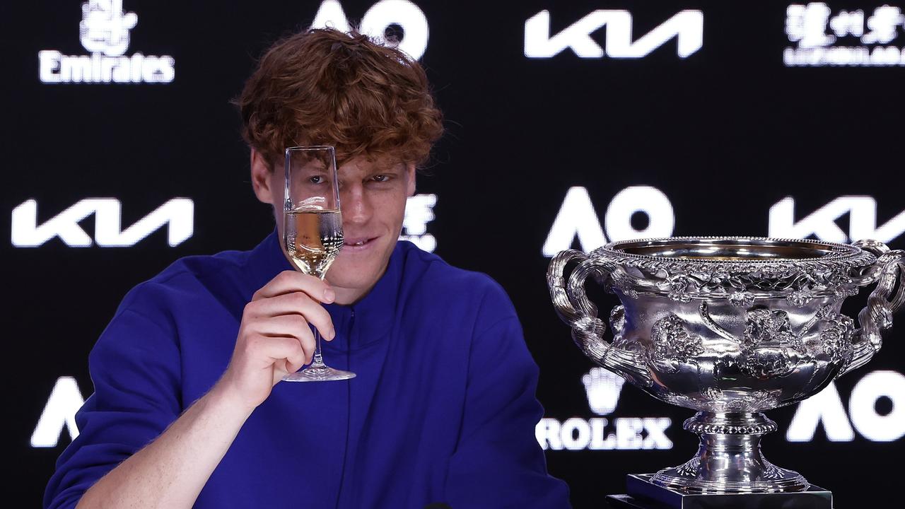 A toast to the best player in the world. Picture: Darrian Traynor/Getty Images