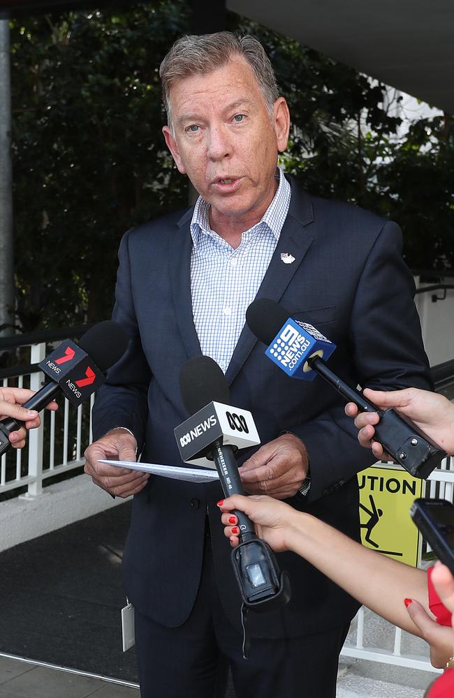 Former Ipswich Acting Mayor Wayne Wendt addresses the media. Picture: Peter Wallis