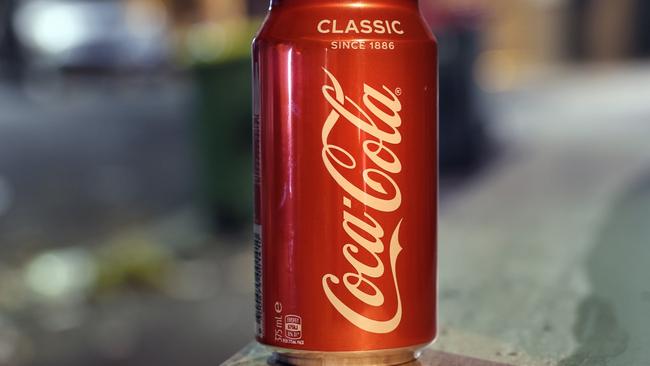 Pictured a can of Coca Cola at Kings Cross in Sydney.Picture: Richard Dobson