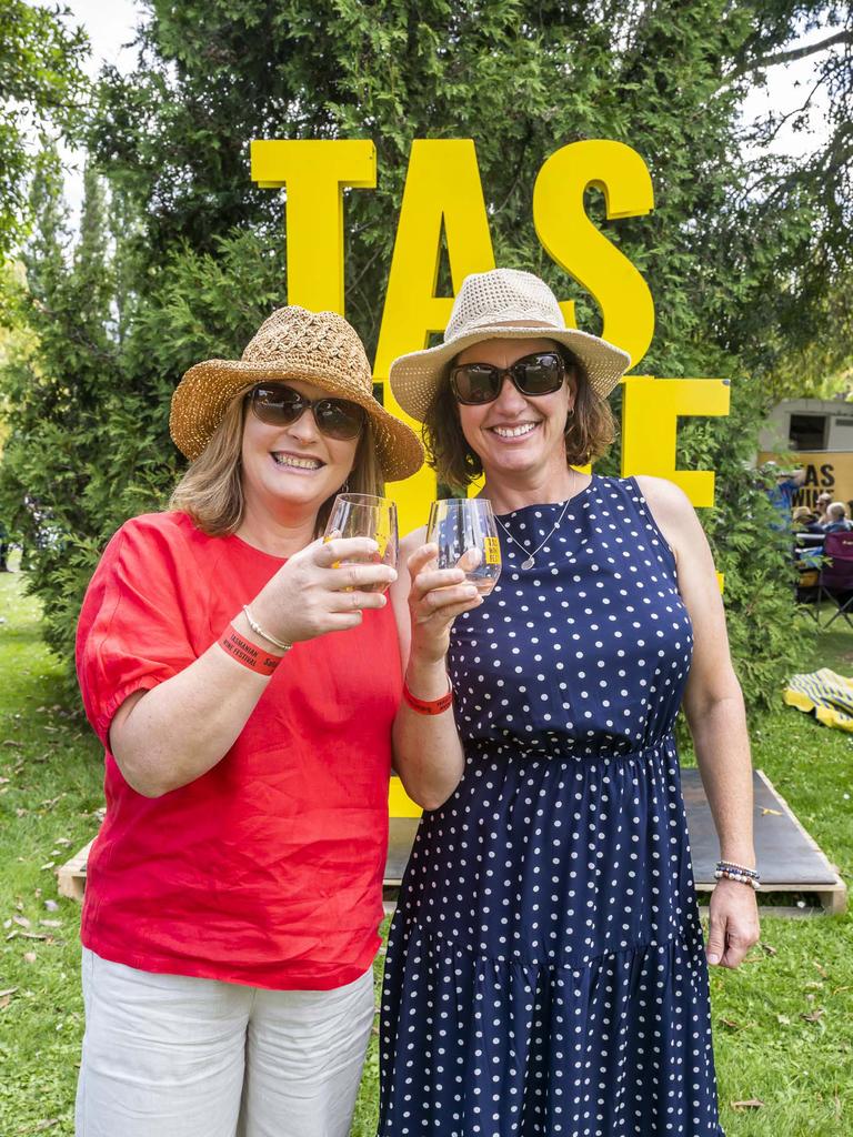 Louise Curtain and Estelle Hass. TAS Wine Festival. Picture: Caroline Tan