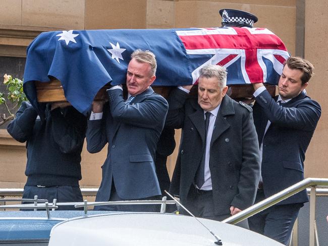 Funeral of Constable Josh Prestney at Xavier College chapel. Picture: Jake Nowakowski