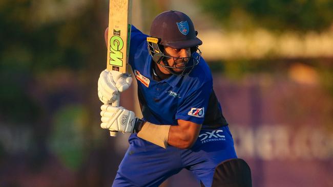 Jason Sangha in the NT Strike League as the Southern Storm V The Northern Tides at Marrara. Picture: Glenn Campbell