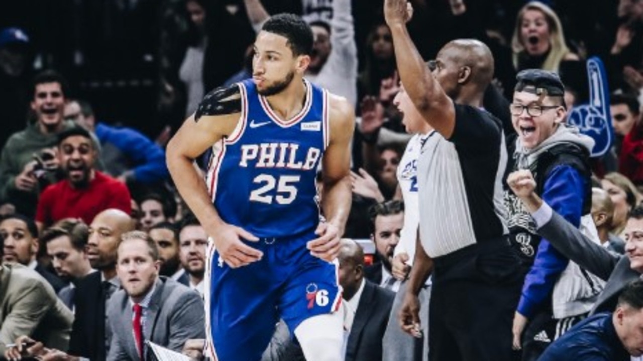 NBA world reacts to Ben Simmons's three-pointer.