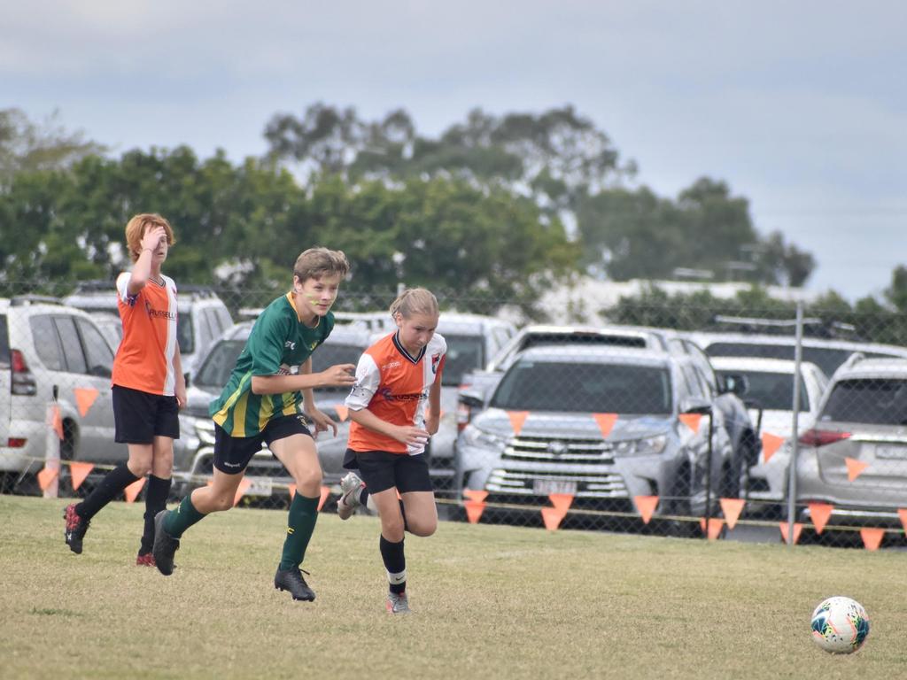 Jaden Chimes in the Whitsunday and Mackay Lions under-13/14s soccer match at Mackay Football Park, August 28, 2021. Picture: Matthew Forrest