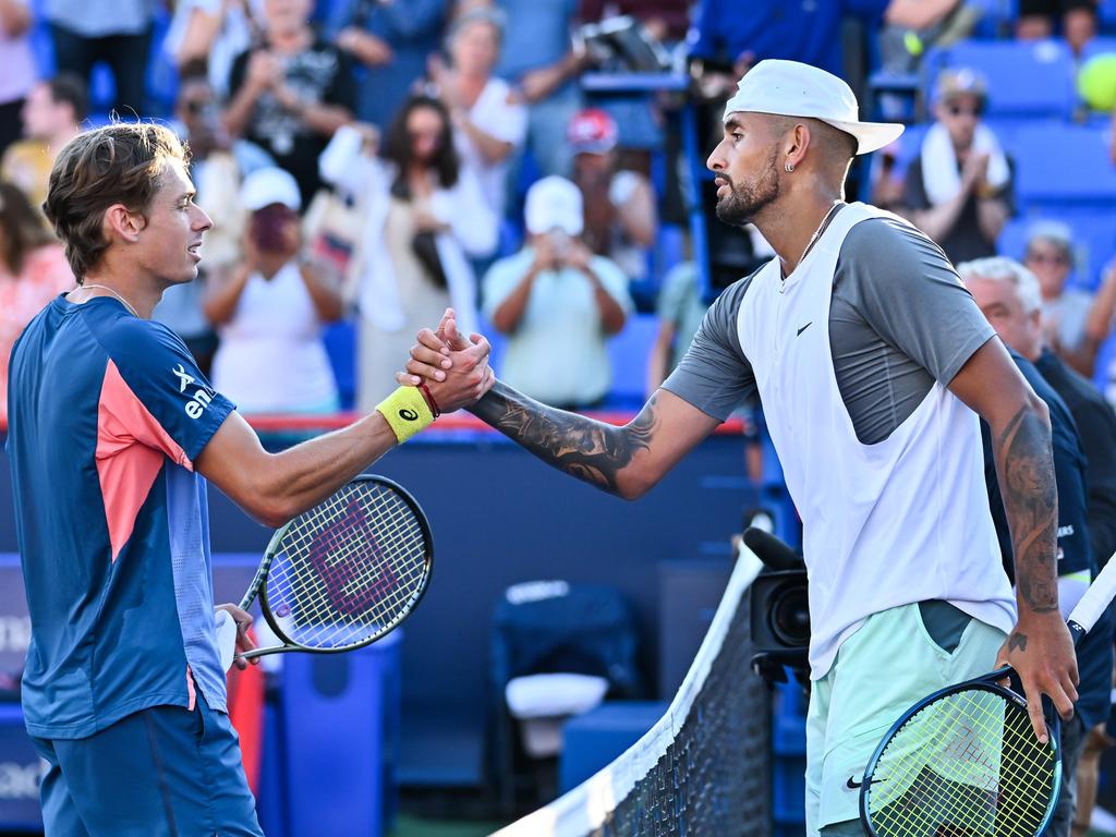 Nick Kyrgios has sung the praises of fellow Aussie Alex de Minaur. Picture: Minas Panagiotakis/Getty Images/AFP