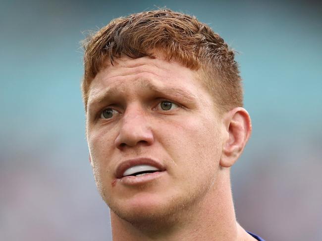 Dylan Napa of the Bulldogs looks on during the Round 2 NRL match between the Canterbury Bulldogs and the Parramatta Eels at ANZ Stadium, Sydney, Sunday, March 24, 2019. (AAP Image/Brendon Thorne) NO ARCHIVING, EDITORIAL USE ONLY