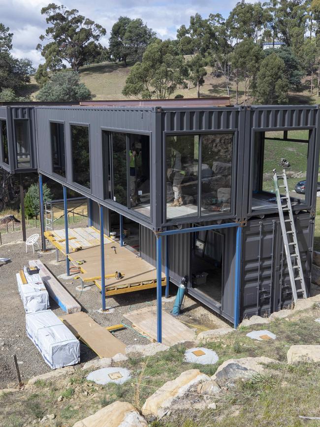 Josh and Kiara Rolf who are building a shipping container home at Flowerpot. Picture: Chris Kidd