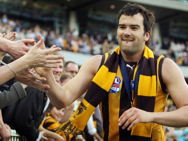 2008 Grand Final. Hawthorn v Geelong. MCG. Jordan Lewis during the lap of honour