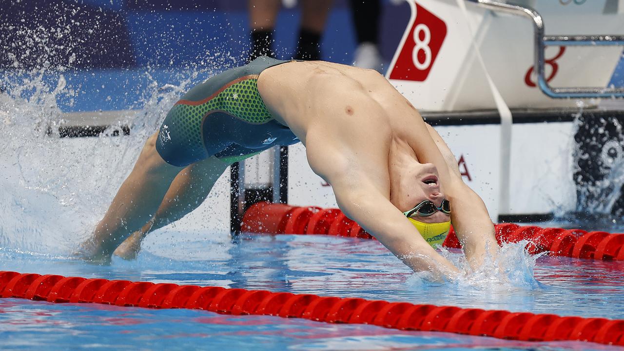 Australia’s Isaac Cooper in the heats on the Men’s 100m Backstroke in Tokyo. Picture: Alex Coppel.