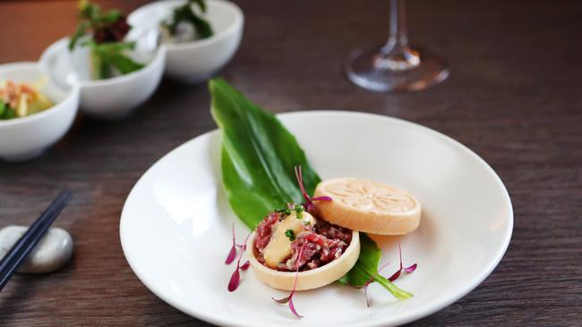 The wagyu tartare, which comes served pretty as you like. Picture: Rebecca Michael