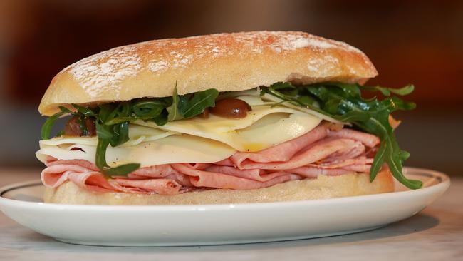 The Mortadella Panino at Genovese Coffee House, in Alexandria, today. Picture: Justin Lloyd.