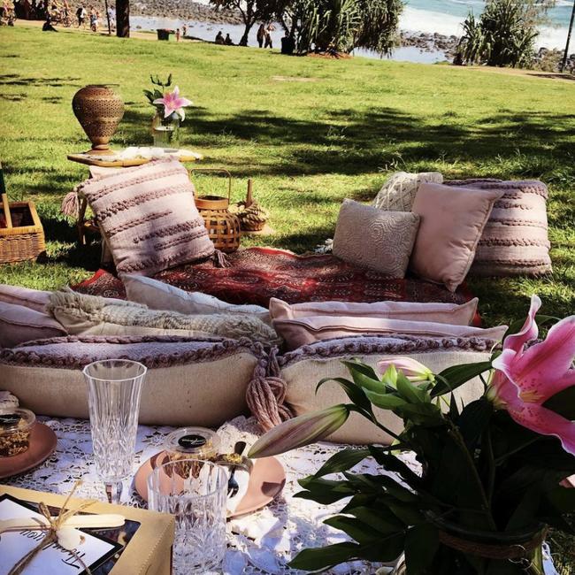 A picnic set up by Gold Coast Pop Up Picnics.