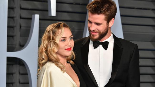 Miley Cyrus and Liam Hemsworth. Picture: AFP