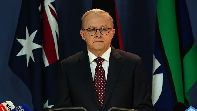 Mr Albanese says US President Donald Trump’s decision not to exclude Australia from tariffs is ‘entirely unjustified’. Picture: NewsWire/ Gaye Gerard