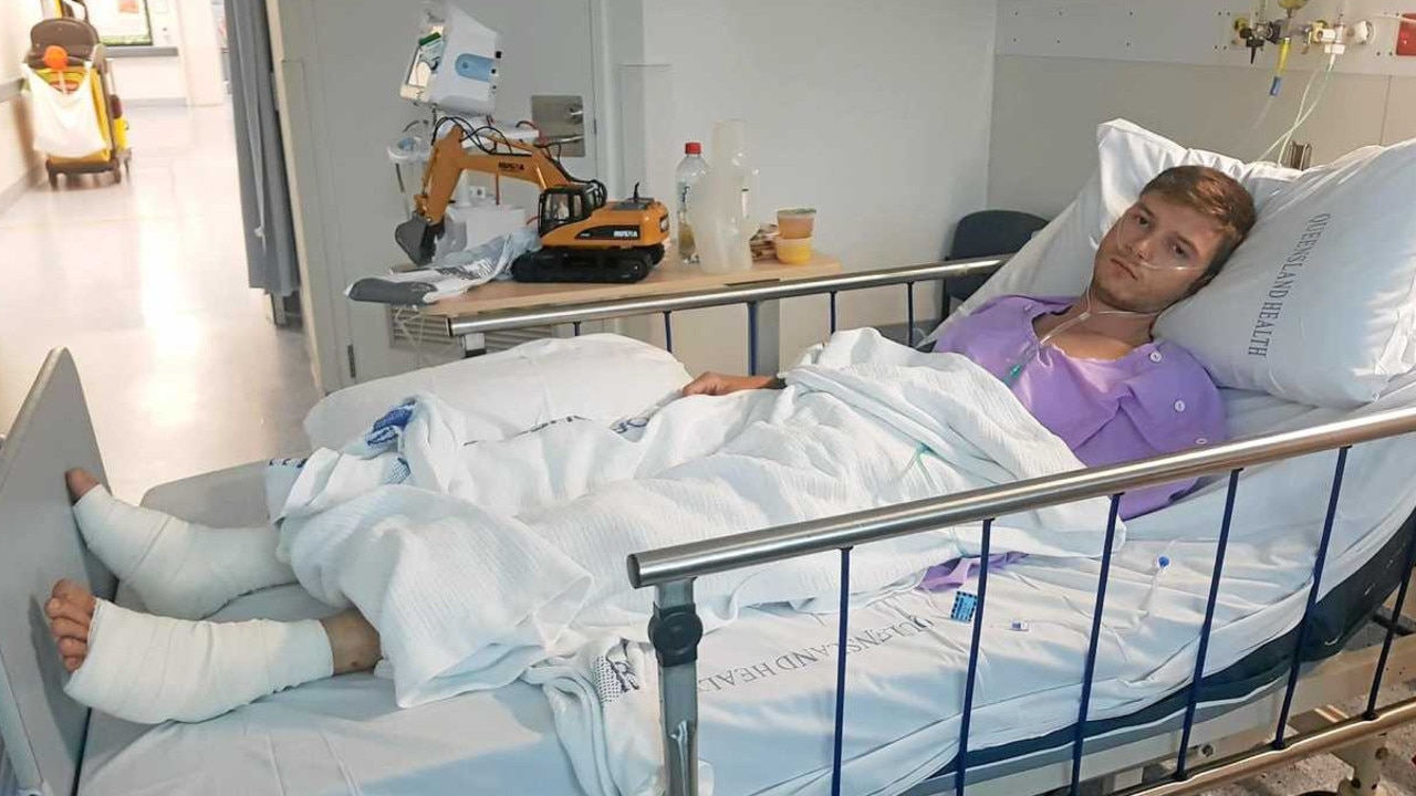 Liam Bates spent eight days in Royal Brisbane and Women's Hospital after he was electrocuted.