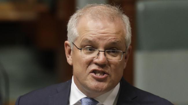 Scott Morrison in question time on Thursday. Picture: Sean Davey