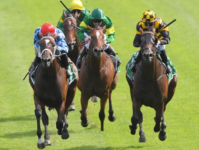 Probabeel (right) beating Funstar in the Surround Stakes.