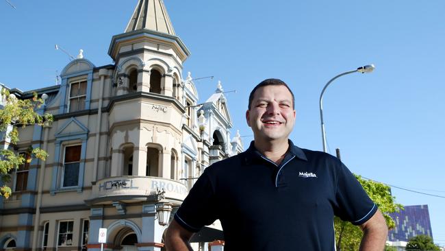 Sebastian Monsour of Majella at the Hotel Broadway site. Photo Ric Frearson